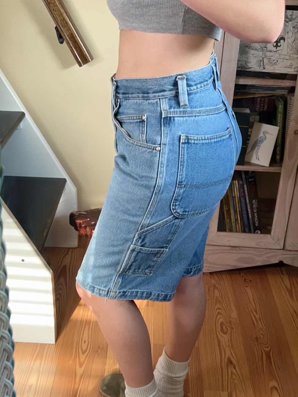 Vintage 90s Y2K Denim Carpenter Shorts High Rise Workwear Grunge Skater Unisex
